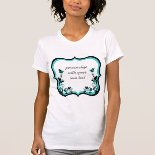 Sassy Floral Frame Women's Tee, Turquoise T-Shirt