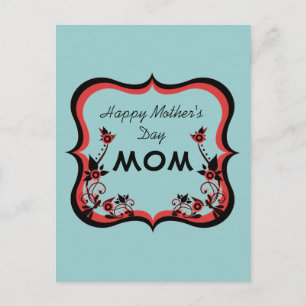 Sassy Floral Mother's Day Postcard, Red Postcard