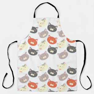 Sassy Fun Cat Heads Cartoon Love Pattern Apron
