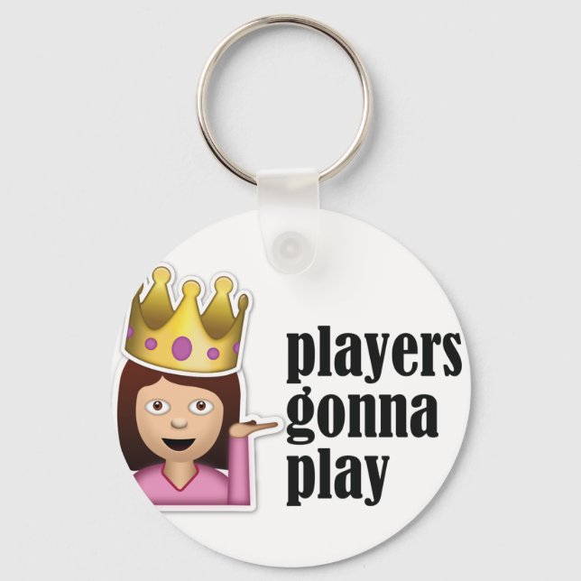 Sassy Girl Emoji - Players Gonna Play Key Ring (Front)