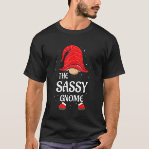 Sassy Gnome Buffalo Plaid Matching Family Christma T-Shirt