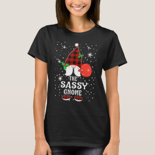 Sassy Gnome Buffalo Plaid Matching Family Christma T-Shirt