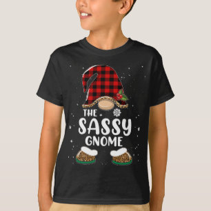 Sassy Gnome Buffalo Plaid Matching Family Christma T-Shirt