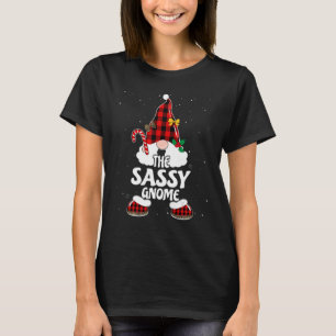 Sassy Gnome Buffalo Plaid Matching Family Christma T-Shirt