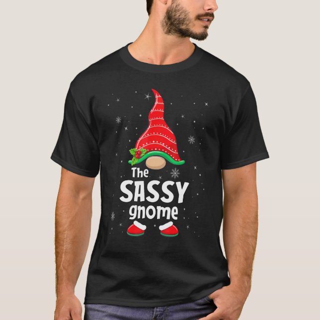 Sassy Gnome Matching Family Group Christmas Party  T-Shirt (Front)