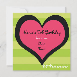 Sassy Heart Brithday Invitation