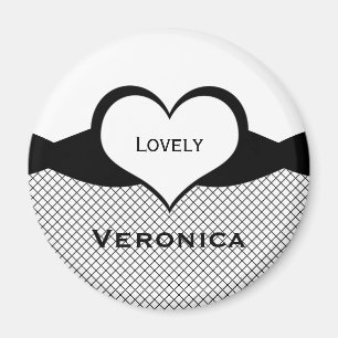 Sassy Heart Fishnet Magnet, Black and White Magnet