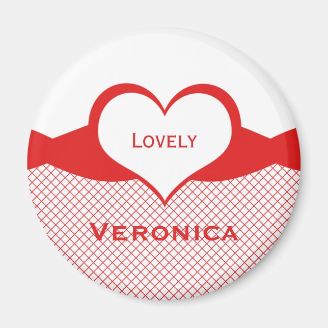 Sassy Heart Fishnet Magnet, Red Magnet (Front)