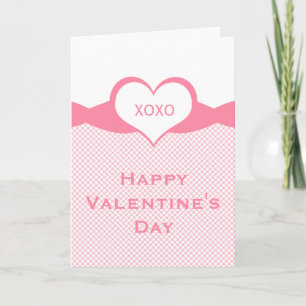 Sassy Heart Fishnet Valentine Card, Pink Holiday Card