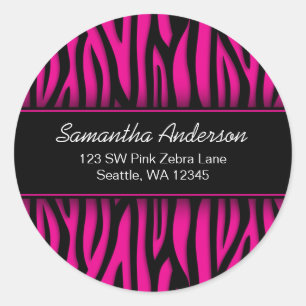 Sassy Hot Pink Zebra Custom Address Label Stickers