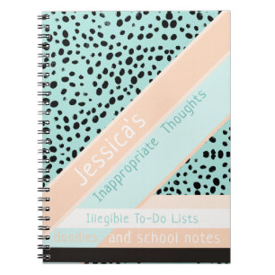 Sassy  Inappropriate Thoughts  Peach & Aqua Spots Notebook