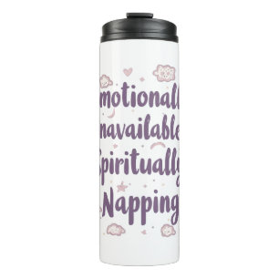 Sassy Introvert Humor with Cute Clouds Thermal Tumbler
