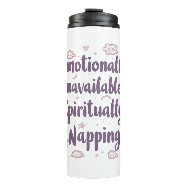 Sassy Introvert Humor with Cute Clouds Thermal Tumbler (Front)