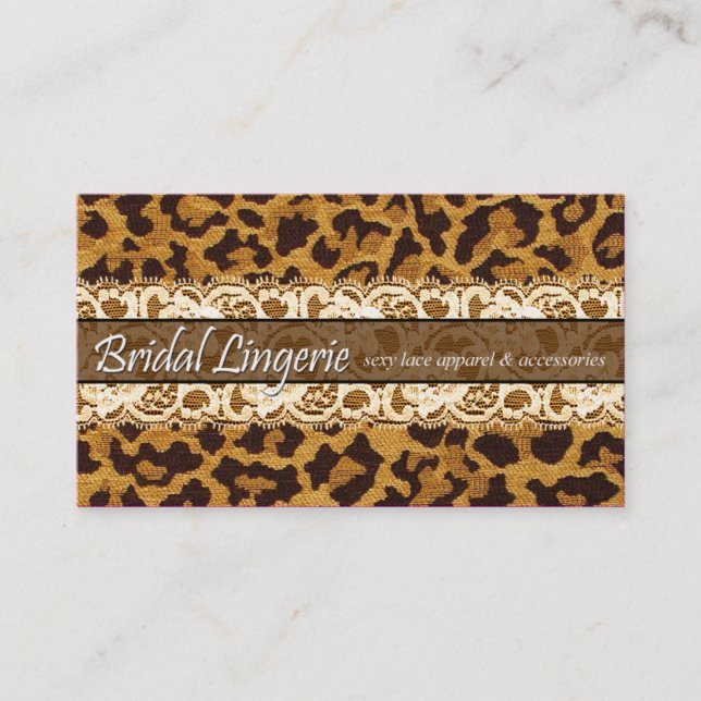 Sassy Lace Leopard Bridal Lingerie Lacy Garter Business Card (Front)