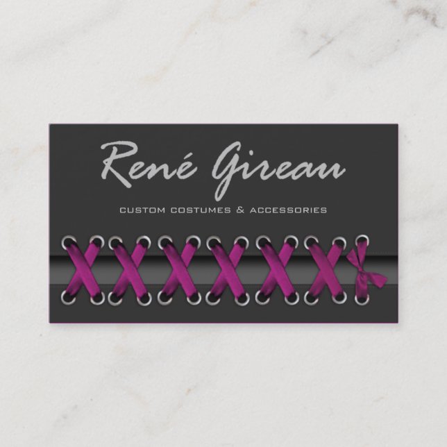 Sassy Lace Up Costume Designer Business Card (Front)