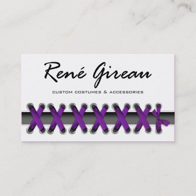 Sassy Lace Up Costume Designer Stylist Wardrobe Business Card (Front)