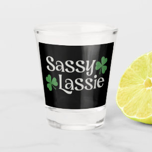 Sassy Lassie St Patrick's Day Irish Girl Shamrock Shot Glass