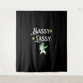 Sassy Lassy Funny St. Paddy's Day Quotes Lepricorn Tapestry