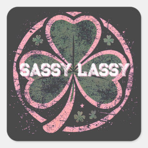 Sassy Lassy Grunge Pink Clover T-Shirt Square Sticker