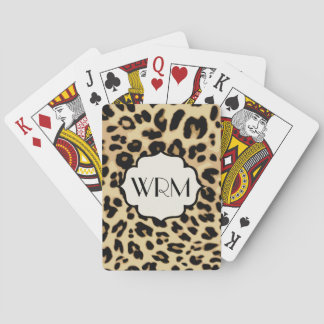 Sassy Leopard Print Monogrammed Playing Cards