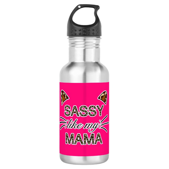 Sassy Like My Mama Leopard Print Whiskers and Ears 532 Ml Water Bottle (Front)