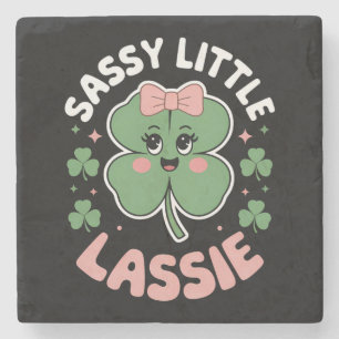 Sassy Little Lassie Funny St Patrick's Day Stone Coaster
