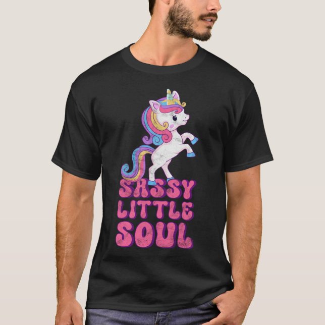 Sassy Little Soul  Cute Sarcastic Unicorn Kids T-Shirt (Front)