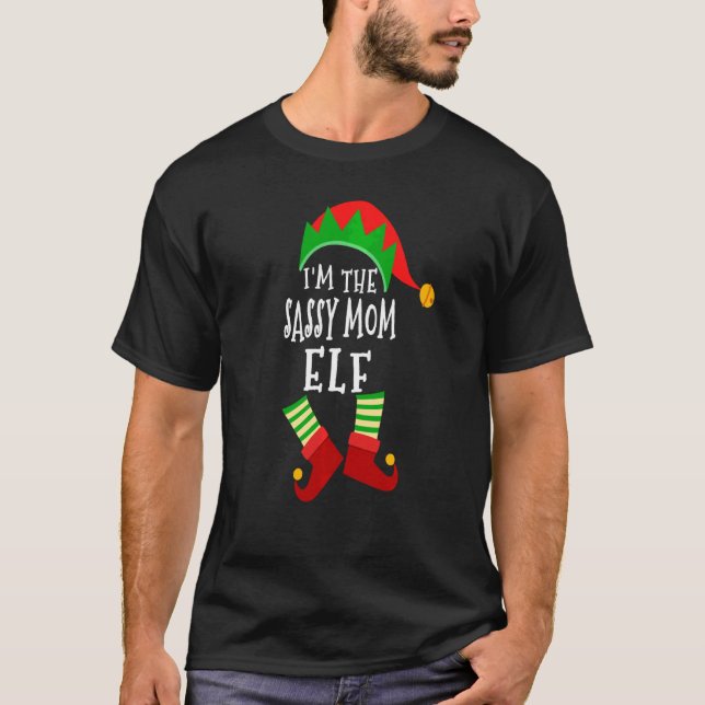 Sassy Mum Elf Matching Family Group Christmas Part T-Shirt (Front)