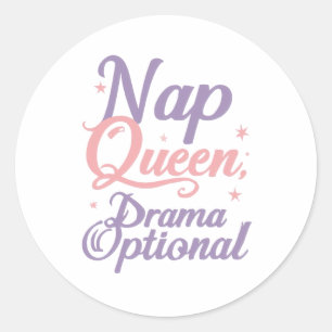 Sassy "Nap Queen" Pastel Typography Classic Round Sticker