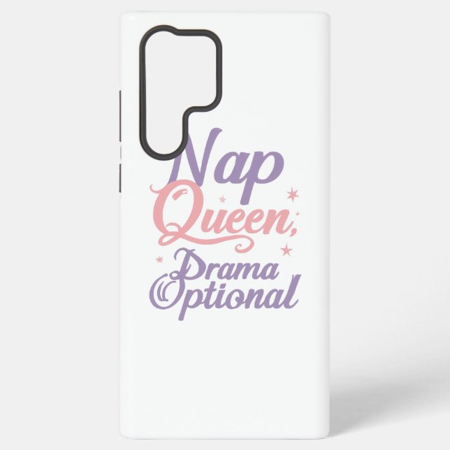Sassy "Nap Queen" Pastel Typography Samsung Galaxy S22 Ultra Case (Back)