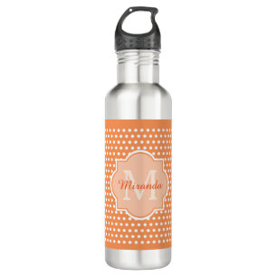 Sassy Orange Polka Dots Monogram With Name 710 Ml Water Bottle
