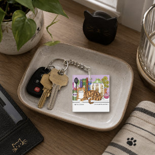Sassy Orange Tabby Kitchen Counter Top Cat  Funny Key Ring
