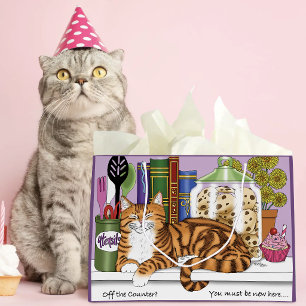 Sassy Orange Tabby Kitchen Counter Top Cat Funny Large Gift Bag