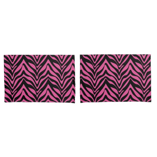Sassy Pink and Black Zebra Stripes Pillowcase (Front-Set)