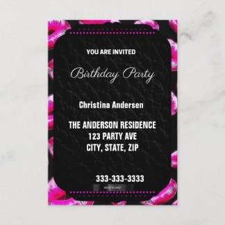 Sassy Pink Lips Birthday Invitation