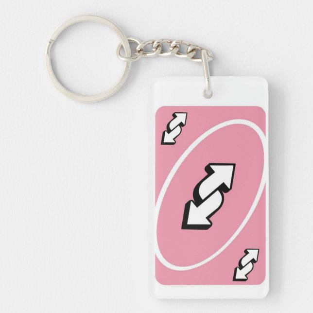 Sassy Pink UNO Reverse Card Keychain – Meme Lover  (Front)