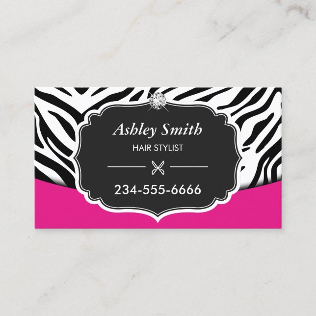 Sassy Pink Zebra Print Hair Stylist Appointment (Front)
