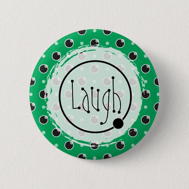 Sassy Polka Dots Laugh Button - Green (Front)