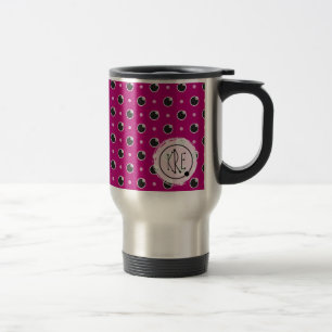 Sassy Polka Dots Monogram Travel Mug - Purple