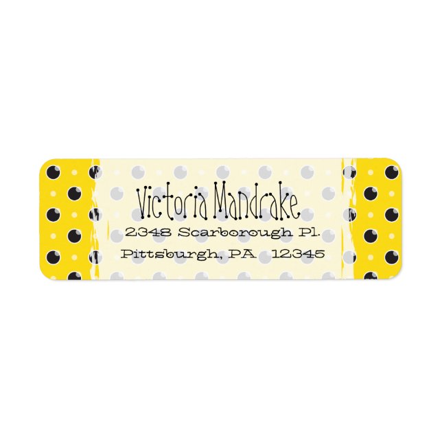 Sassy Polka Dots Return Address Label - Yellow (Front)