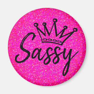 Sassy Princess - Black and Pink Glitz Crown Magnet