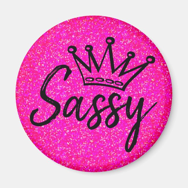 Sassy Princess - Black and Pink Glitz Crown Magnet (Front)