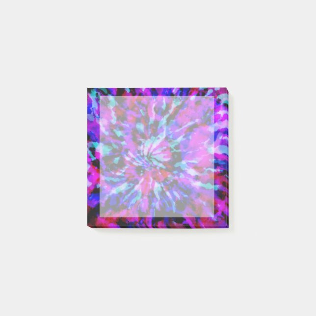 Sassy Psychedelic Purple, Pink & Blue Tie Dye Post-it Notes (Front)