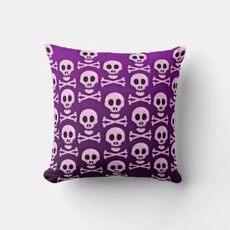 Sassy Purple Skull Crossbones Art Pattern Fun Cushion