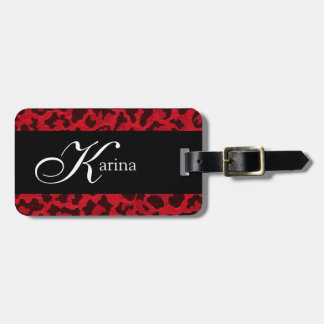 Sassy Red Leopard Monogram Luggage Tag