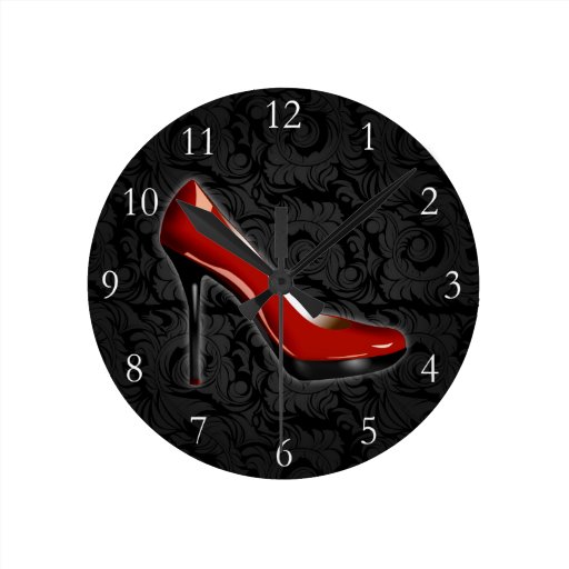 Image of Sassy Red Shoe Round Clock