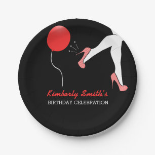 Sassy Red Stiletto High Heels Birthday Paper Plate