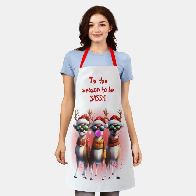 Sassy Reindeer All-Over Print Apron (Worn)