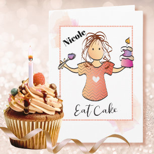 Sassy Sarcastic Female Cartoon Modern Birthday  Card