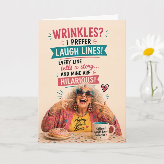 Sassy Senior Birthday Laugh Lines Card (Small Plant)